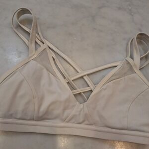 Lululemon Free To Be Zen Sports Bra Strappy Mesh Yoga Workout Lt Support Athlete